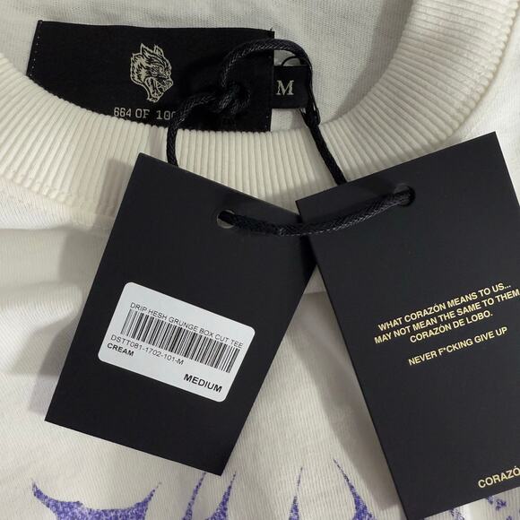 Darc Sport Drip Hesh Grundge Box Cut Tee in Cream, M - Picture 5 of 6